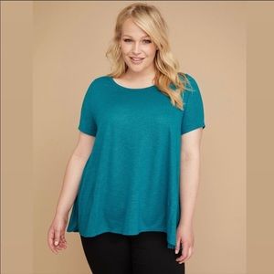 LANE BRYANT SHIMMER TRAPEZE TEE SIZE 14/16 TEAL
